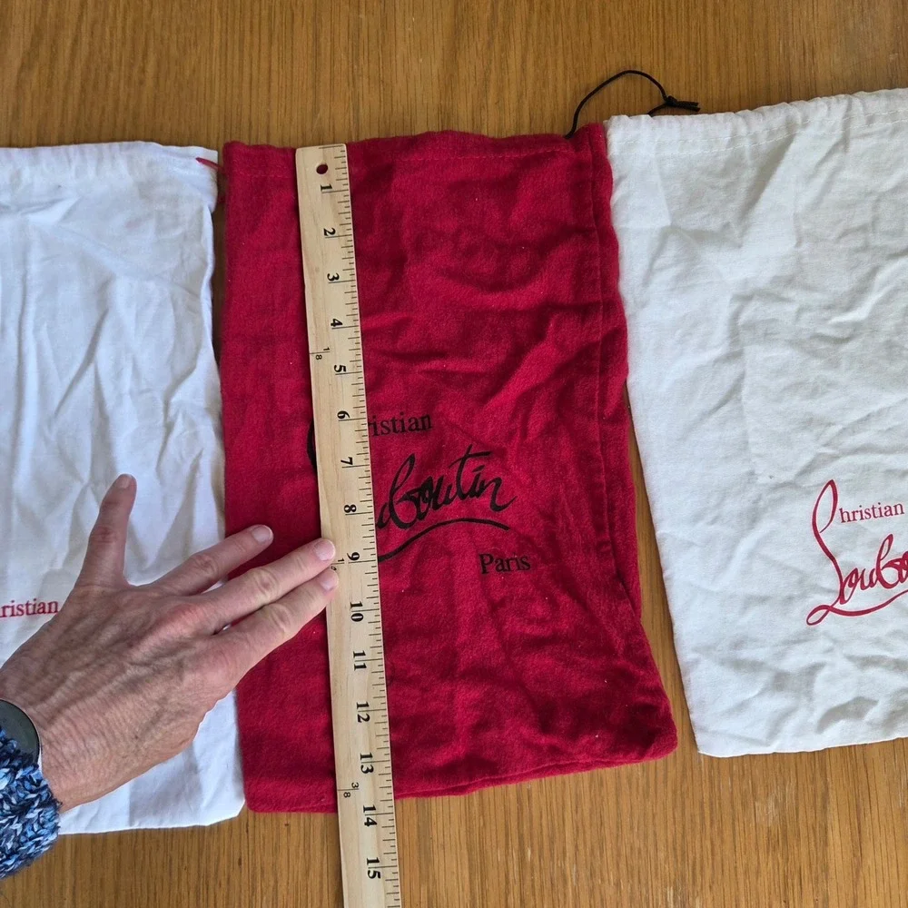Christian Louboutin Dust Bag Set of 3 Red and White Shoe Storage Pouches